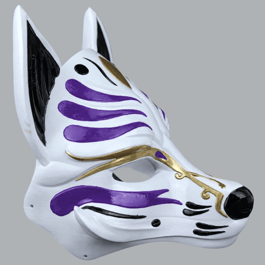 Space Armory Kitsune Fox Mask - White / Royal Purple Masks